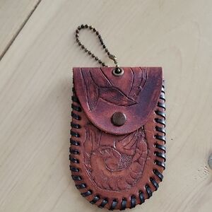 Vintage Genuine Leather Hand Tooled Key Case/Pouch